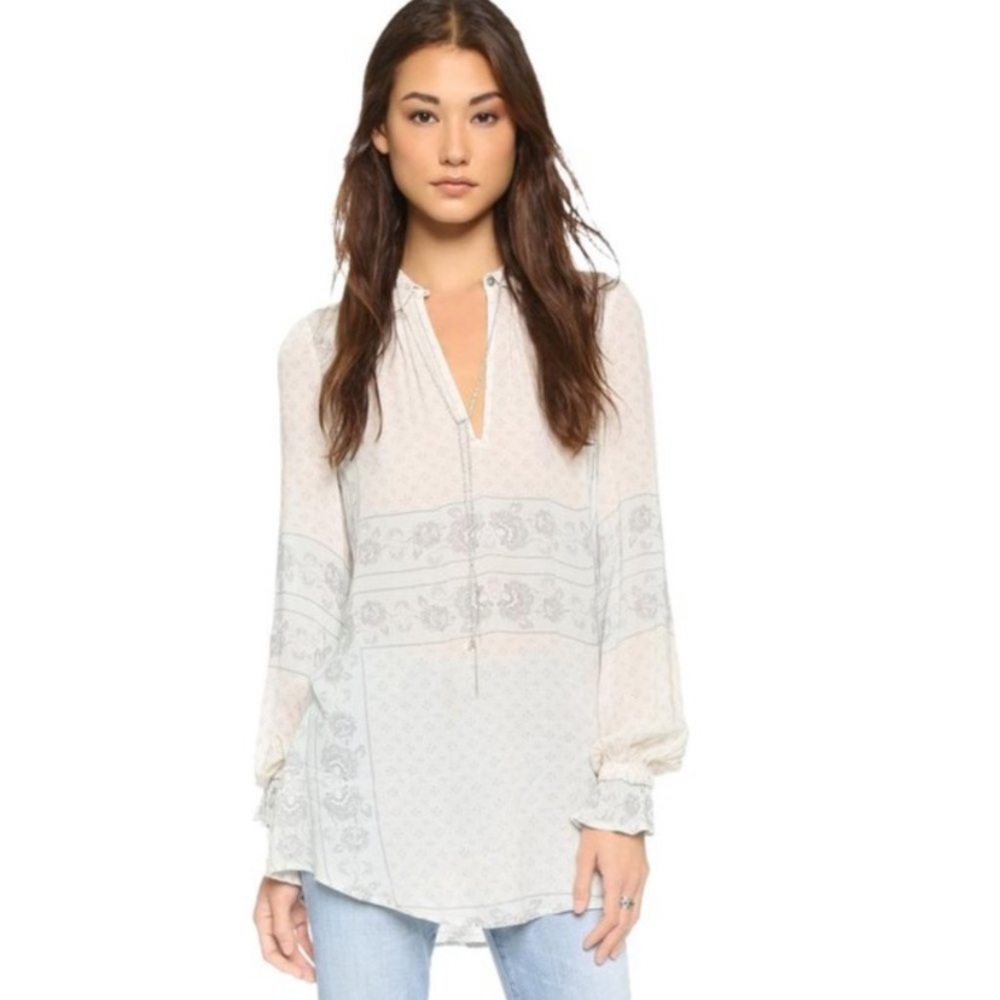 Free People Vintage Print Ruffle Sleeve Tunic